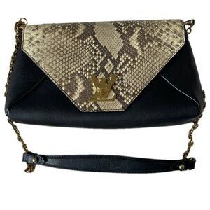 Louis Vuitton Snakeskin Black and Gold Clutch